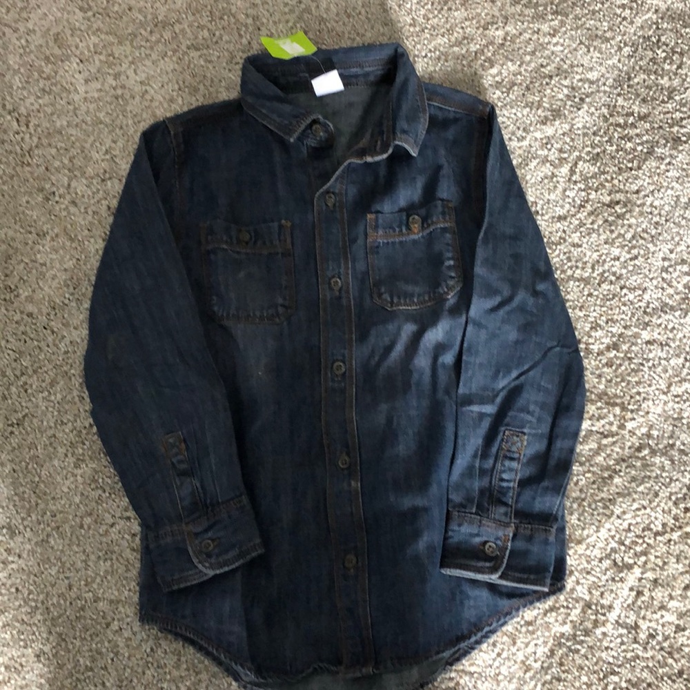 The Children's Place Dark Blue Denim Button-Down Shirt